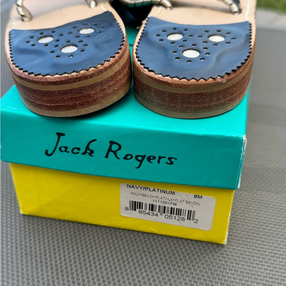 Jack Rogers Women's Navy Sandals with Platinum Accents - size 8M - Picture 5 of 6